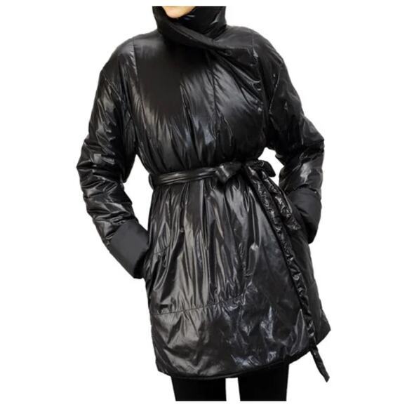 NORMA KAMALI Coat 2X Sleeping Bag Car Coat Puffer Packable Belted Snap Closure - Picture 2 of 16